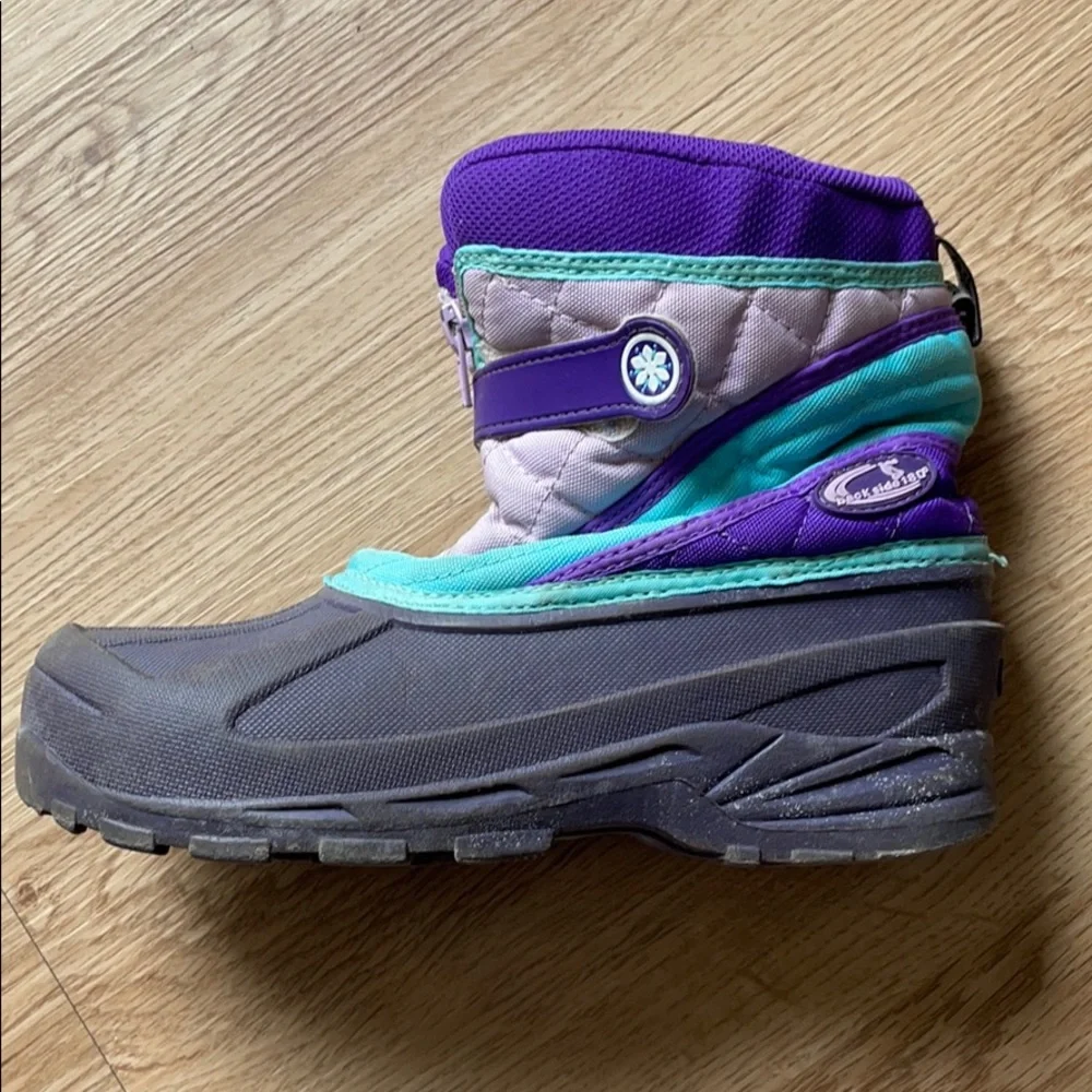 Purple girls winter rubber snow boots size 3